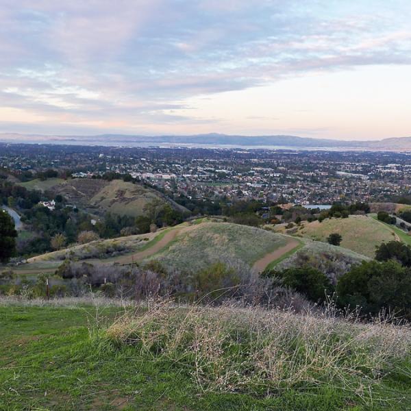 view of the city from Hunters Point in Fremont Older Preserve