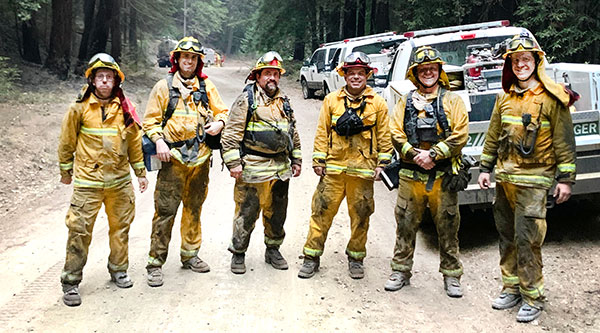 Midpen rangers in firefighting gear