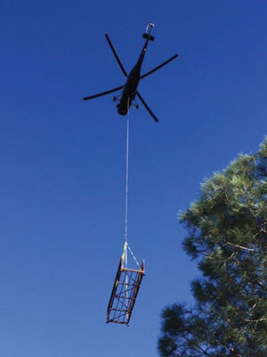 Bridges along the future Mount Umunhum trail were flown into place.