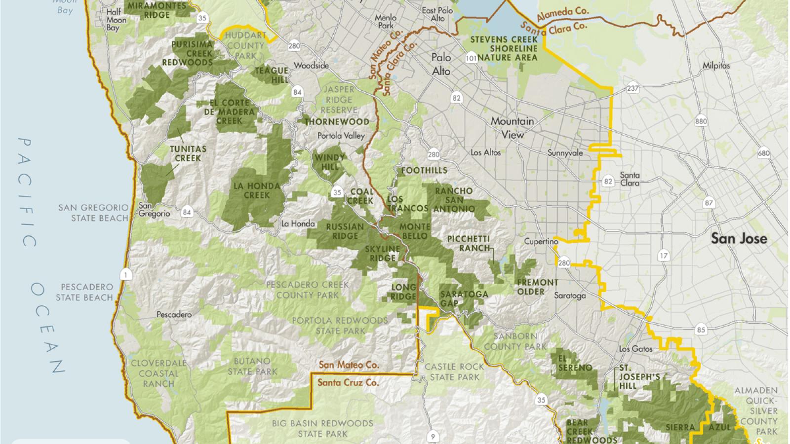 map of the Midpen Open Space District