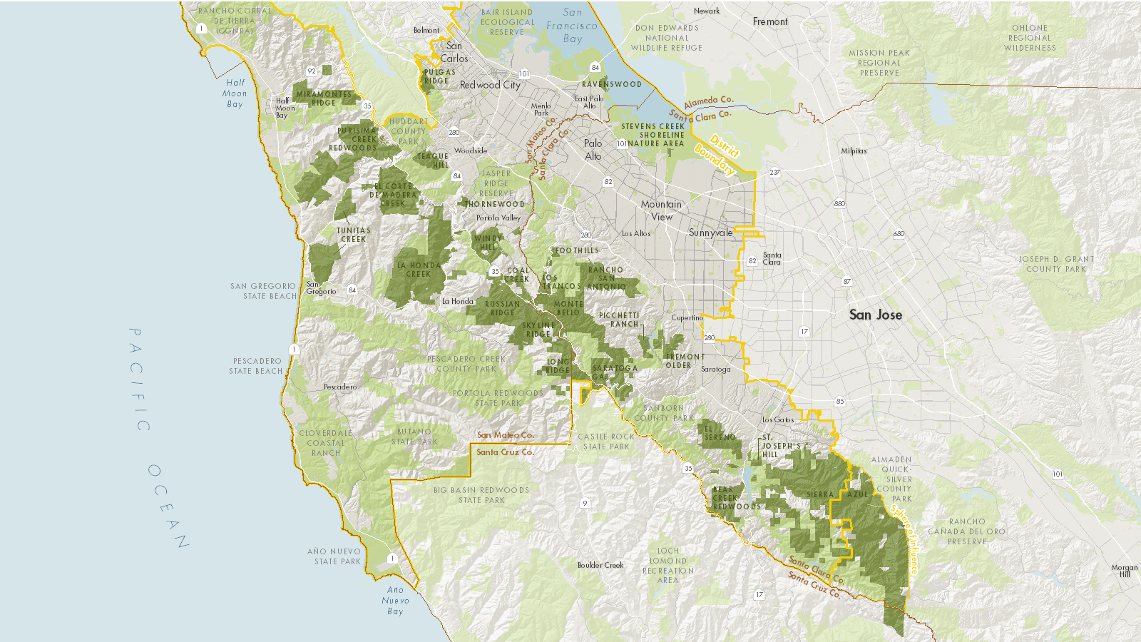 map of Midpen preserves