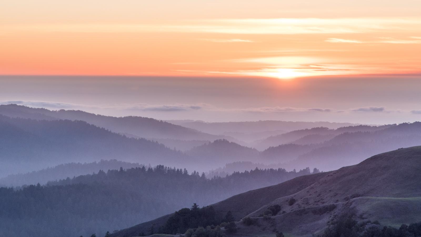 Santa Cruz Mountains Landscape at sunset