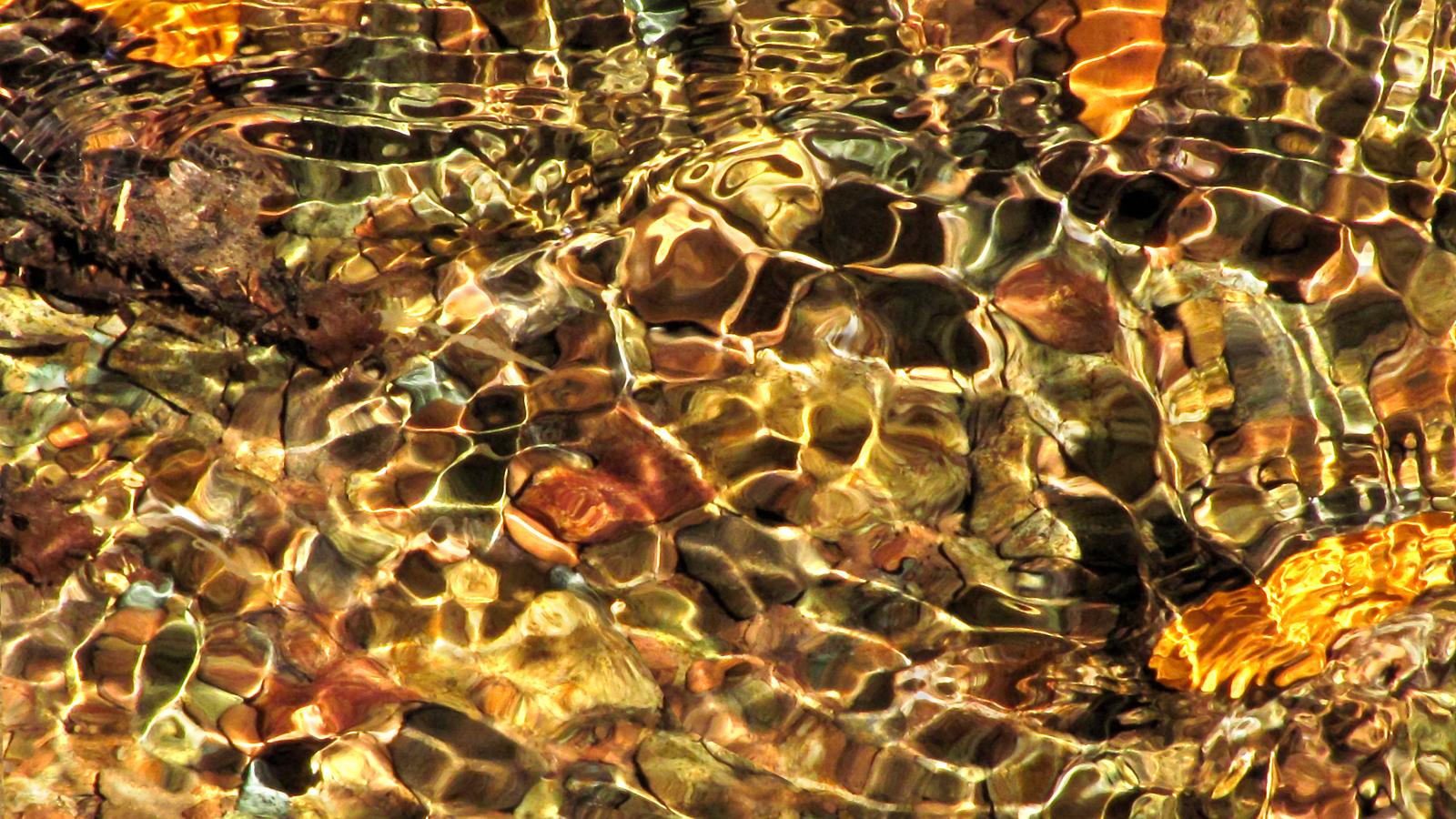 Closeup of rocks under rippling water