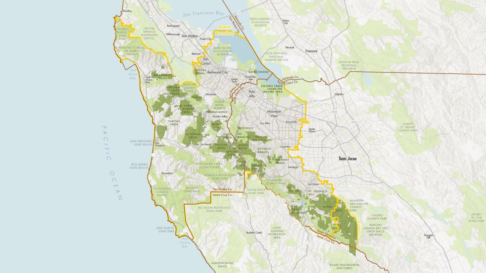 map of Midpen preserves