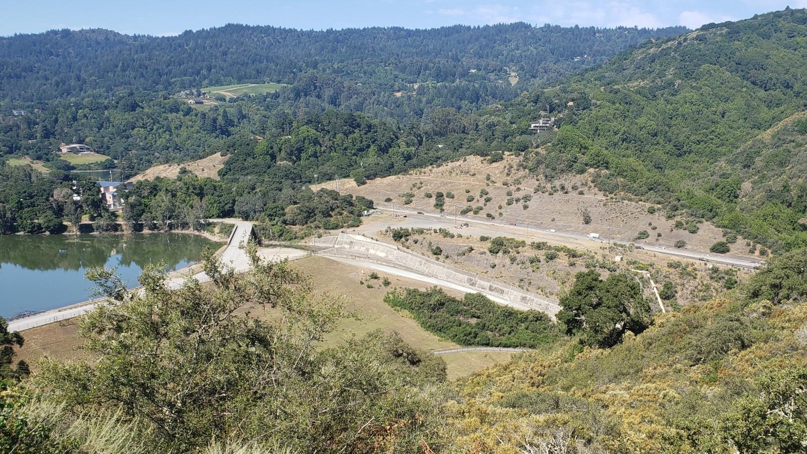 View from St. Joseph's Hill Preserve of highway and dam infrastructure that limits human and wildlife movement / photo by Aaron Peth