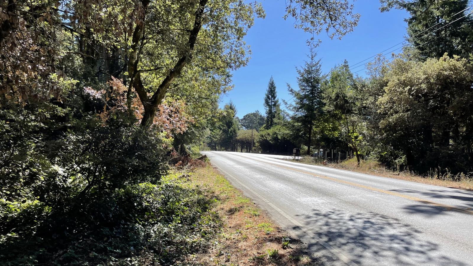 Highway 35 near Purisima Creek Redwoods Preserves' North Ridge parking area.