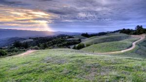 Landscape view of Long Ridge Preserve with cloudy sky