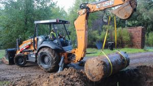Excavation of old diesel tank in Bear Creek Redwoods (Frances Freyberg)
