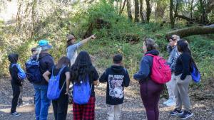 A group of students on a field trip at Skyline Ridge Open Space Preserve