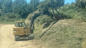 Fire prevention work along Loma Prieta Road near Mount Umunhum. Extending the fuel break along the road by 15-feet on each side to strengthen the existing fire break.