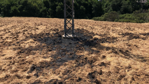 Mowed area under power lines in Rancho San Antonio Preserve stopped a fire, June 2019.