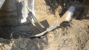 Concrete being poured for headwall