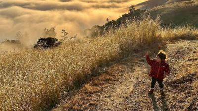 Child on trail Russian Ridge