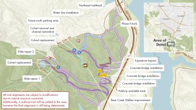 Map of projects in Bear Creek Redwoods Phase 2 area