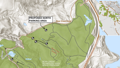 Map of proposed north parking area within Bear Creek Redwoods Preserve 