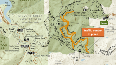 Fremont Older Toyon and Bay View Trail Map Traffic control in place6.26.2025