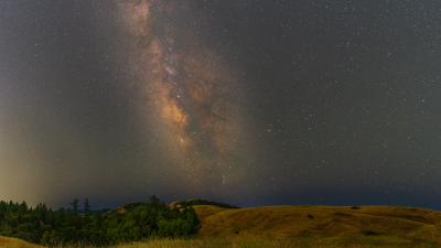 The Milky Way over an open space preserve. 