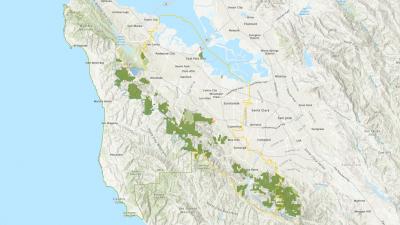 Map of Midpen preserves in 2002