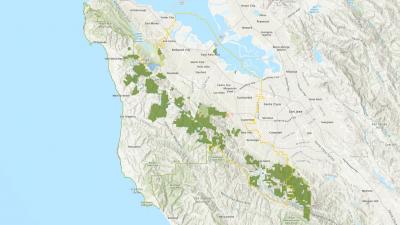 Map of Midpen preserves in 2012