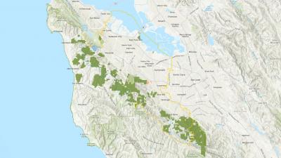 Map of Midpen preserves in 2021