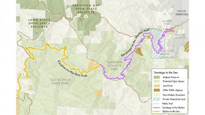 Map of Saratoga to the Skyline Trail