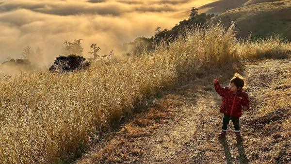 Child on trail Russian Ridge