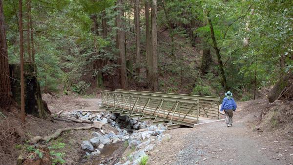 Hiker in El Corte de Madera Creek Preserve. (Karl Gohl)