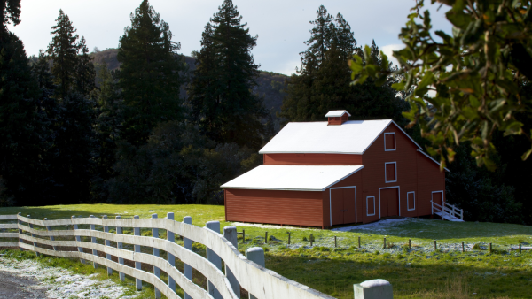 Photo of the red barn at La Honda Creek Preserve