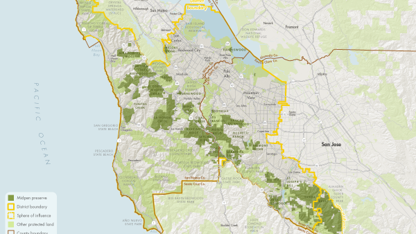 Map of the Midpeninsula Regional Open Space District's 26 preserves.