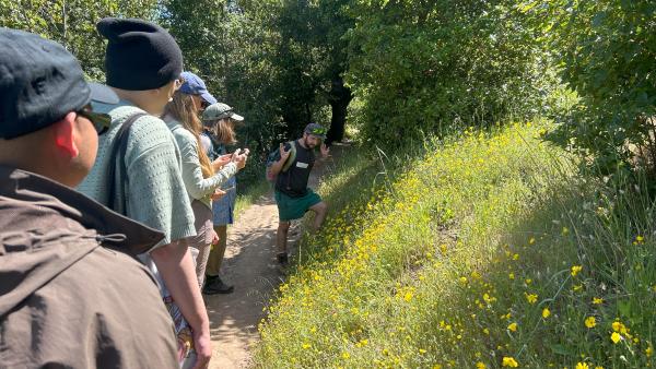 Group of hikers participate in Branching Out Adventures activity