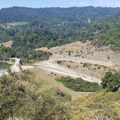 View from St. Joseph's Hill Preserve of highway and dam infrastructure that limits human and wildlife movement / photo by Aaron Peth