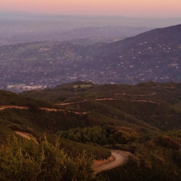 View of Aquinas Trail during sunset in El Sereno Preserve