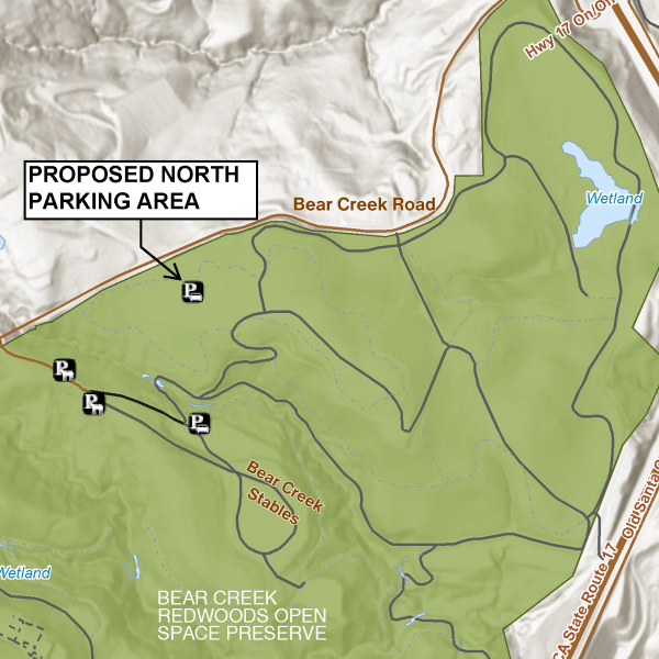 Map of proposed north parking area within Bear Creek Redwoods Preserve
