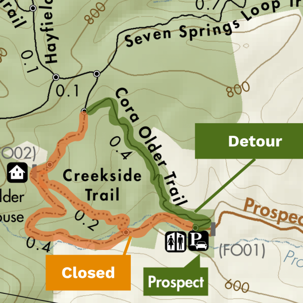 Fremont Older Detour Map - Prospect Road Closure