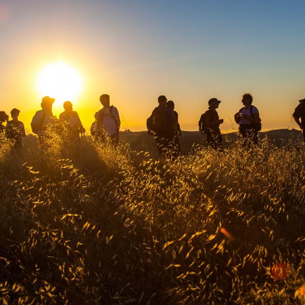 Photo: Karl Gohl Hikers enjoying sunset sky at Monte Bello Preserve