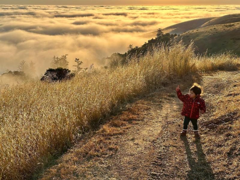 Child on trail Russian Ridge