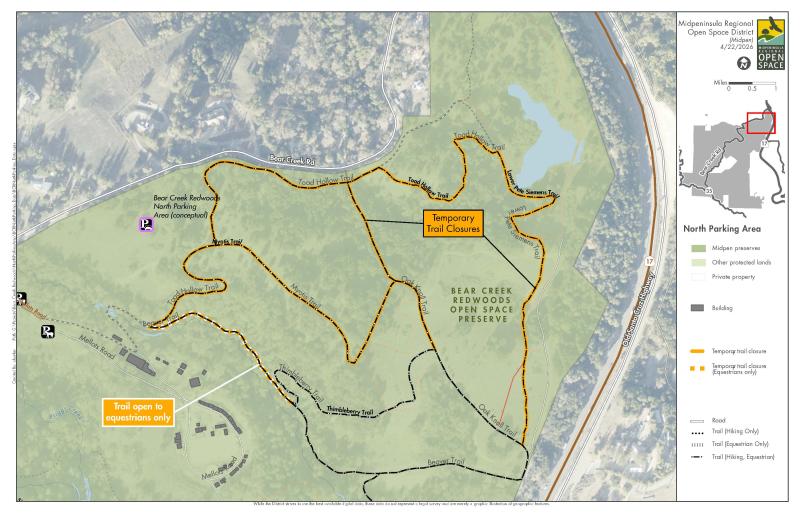 Trail Closures for north parking area construction