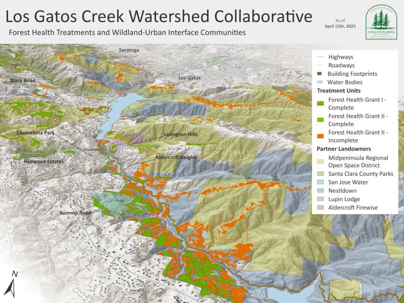 Treatment areas in treated by Los Gatos Creek Watershed Collaborative