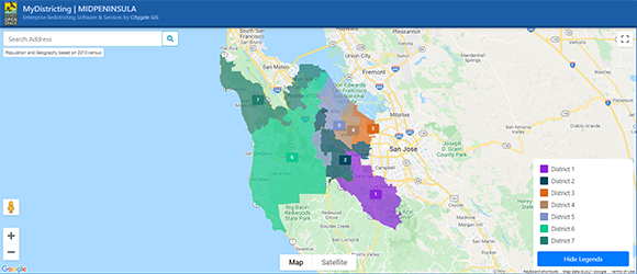 screenshot of redistricting map