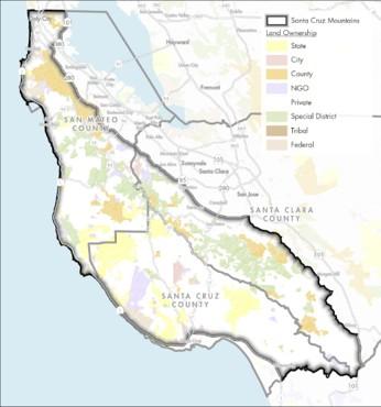 A map of the Santa Cruz Mountains. 