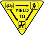 Share the trail. Bikes yield to equestrians and hikers, hikers yield to equestrians.